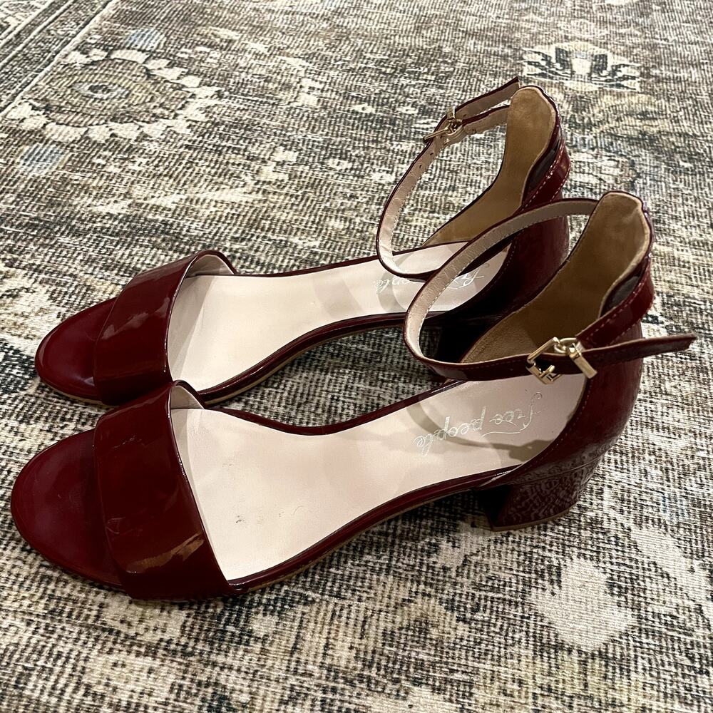 Free People Block Heels Red Burgundy Women's Size EU 41 US 10